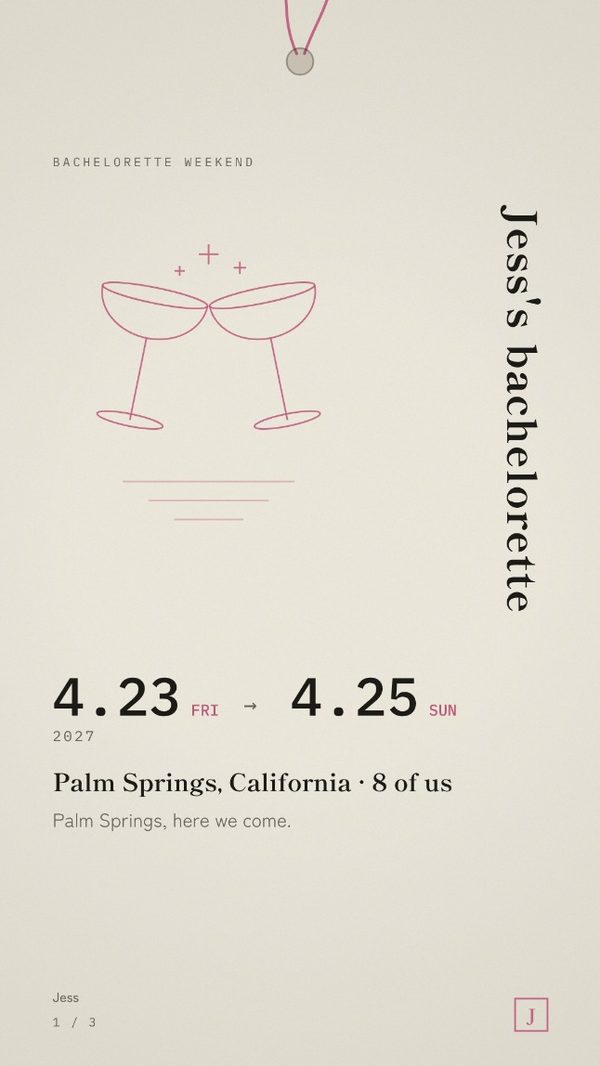 Cover of the Bachelorette Weekend Itinerary