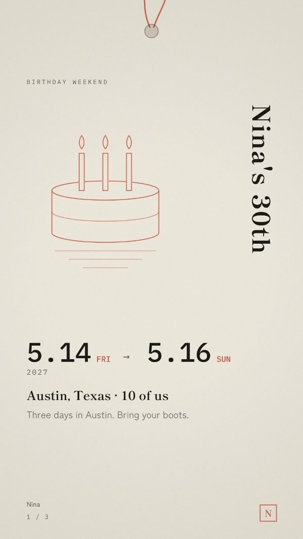 Cover of the Birthday Weekend Itinerary
