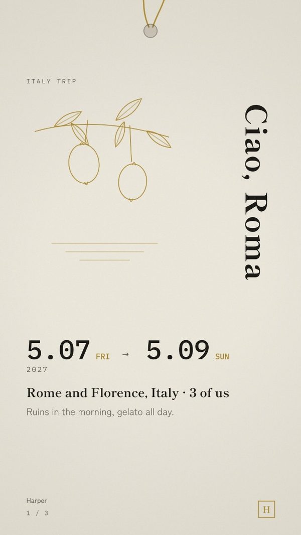 Cover of the Italy Trip Itinerary