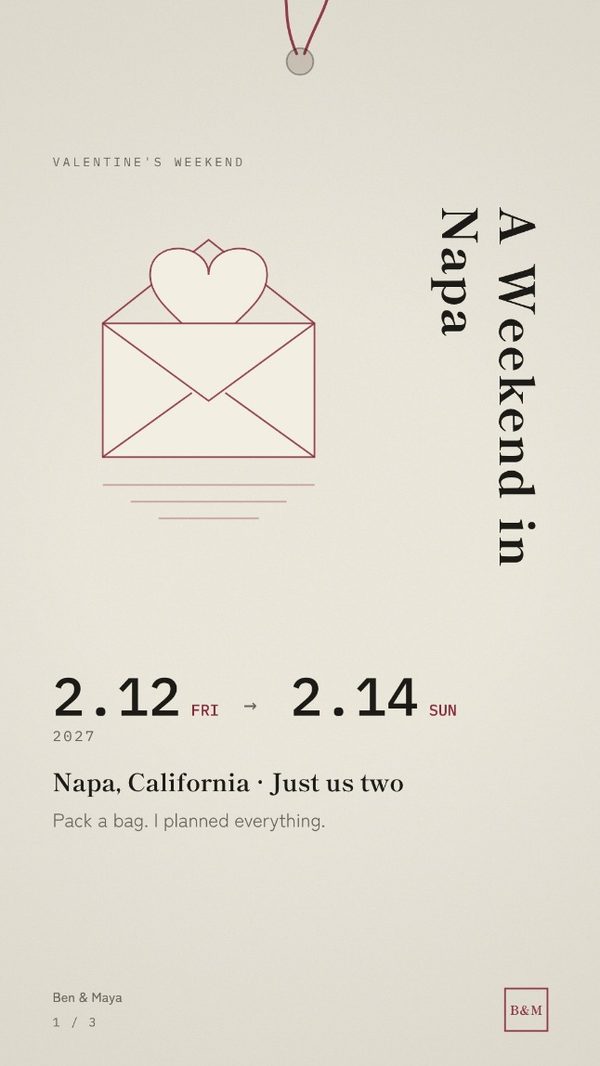 Cover of the Valentine's Weekend Itinerary