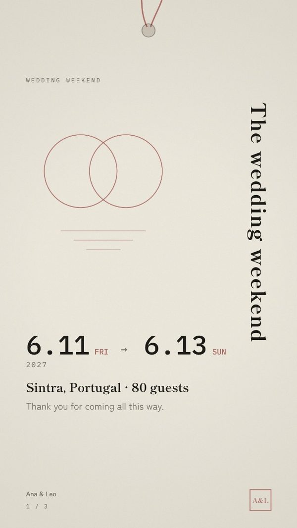The cover of the Wedding Weekend Itinerary: The wedding weekend, Sintra, Portugal
